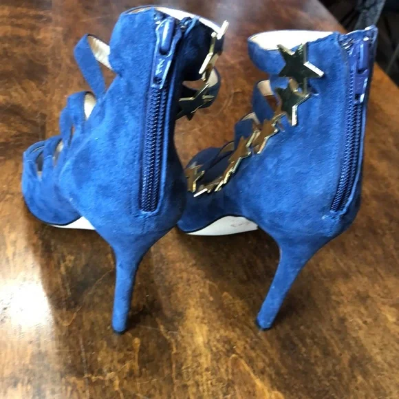 Katy Perry Collections Navy Blue Suede Star-Strap High Heel Sandals - Picture 8 of 16